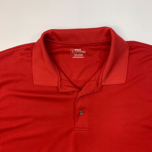 PGA Tour Golf Polo Shirt Mens 2XL XXL Red Side Vent Performance Sweat Wicking - Picture 3 of 11